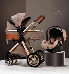 2023 novo carrinho de bebê 2/3 em 1 alta paisagem carrinho de bebê reclinável carrinho de bebê dobrável berço puchair recém-nascido l230625