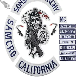 Original broderi Son of Anarchy Patches Sy Imge Full Back For Motorcycle Rider Biker Jacket Vest Iron på 14 PCS Patch MC172B