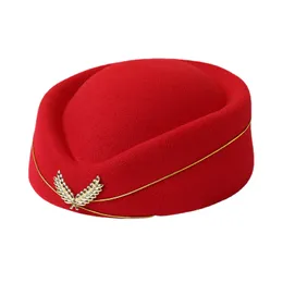 Felt Stewardess Hat Party Cosplay Wool Air Hostesses Beret Hat Airline Sexy Formal Uniform Caps Accessory gorras invierno mujer