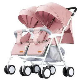 Carrinhos de bebê# gêmeos carrinhos de bebê baby carros duplos dobráveis podem sentar-se no carrinho que se deita para o dragão phoenix dois-childtrolley q240429