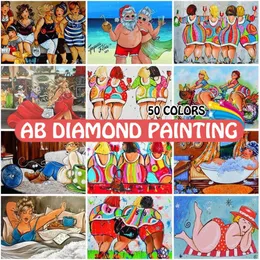 Stitch 5d AB Sexy Women Riamond Painting Cartoon Fat Lady 50 Colors Full Square Cround Drills Вышивая вышиваем