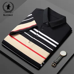 Herren Polos 2023 Klassisches gestreiftes Poloshirt Highend Business Casual Top Sommer Lar T-Shirt Koreanische Mode Männer 230630
