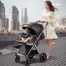 Carrinho de bebê luxuoso carrinho de quatro rodas pode sentar ou deitar Carrinho de absorção de choque para carrinho de bebê leve l230625