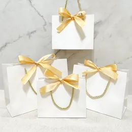 Presentförpackning 10st smycken papperspåse kosmetik presentväska med band bröllopsförpackningslåda för födelsedagsfest påsar