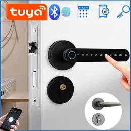 SMART LOCK TUYA SMART LOCKS Bluetooth Biometric FingerPrint Password Nyckel Unlock Digital Electronic Door Lock App Remote for Bedroom Home 230630