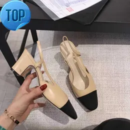 Designer novo 23ss sandálias de canal slides sapatos marca de moda pequena fragrância combinando com cores francesas grossas mulheres de salto altoT