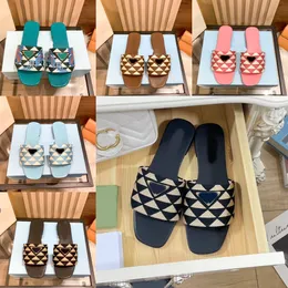 Designer slippers triangle standard sandals woven thick heeled ladies a sandals square head sandals large bottom high heeled shoes with box size 35-41