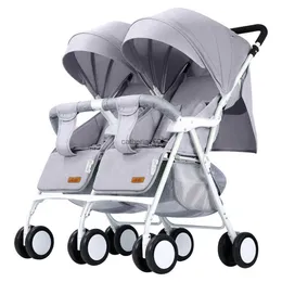 Twin Baby Barnare Lätt vikbar dubbelbil kan sitta på vagnen som kan ligga Dragon Phoenix Baby Two-Childtrolley