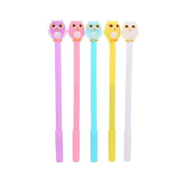 Pensje 24 PCS Kreatywne urocze kreskówka Owl Black Gel Pen Pen Office Materiend Signature Pen Student Egzamin papierowy Kawaii School