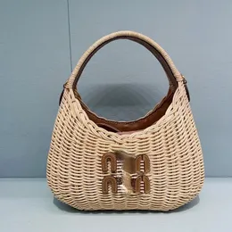 Spring and Summer New Letter Rattan Handbag Straw Bag Seaside Vacation Style Women's Bag Small Clutch Tide Top Quality