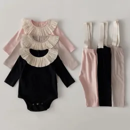 Conjuntos de roupas 2 peças roupas infantis para bebês meninas roupas outono primavera macacão macacão calças 230630