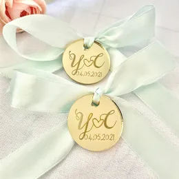 Other Event Party Supplies 50Pcs Personalized GoldSilver Round Confetti Wedding Decor Custom Bottle Labels Baptism Birthday Party Gift DIY Candy Tags 230630