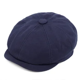 2019 Nya män Newsboy Cap unisex basker Bomullshatt Gatsby åttkantig fast färg Kvinnor Vintage Brand Winter Spring Duckbill Hats