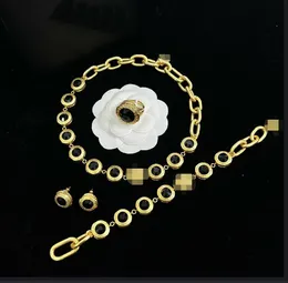 EMAMEL Beauty Head Sapphire Harts Dembellment Maze Thick Chain Necklace Armband Earring Ring Brass Banshee Luxury Clavicular Neckchai Jewelry XMS1 -03