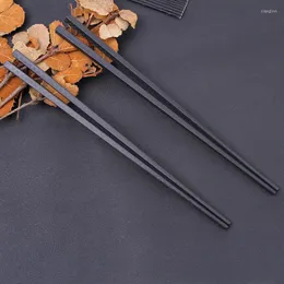 Chopsticks 1pair Chinese Style Vintage Black Wood-Like Alloy Mildew Proof Pure Color Kitchen Dinnerware
