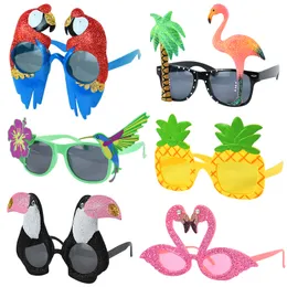 Andere Event-Party-Zubehör, 6-teiliges Set, Hawaii-Party-Sonnenbrille, Flamingo, tropischer Luau-Pool, Strand-Party-Dekorationszubehör, lustige Brille, Po-Requisiten, Hochzeit 230630