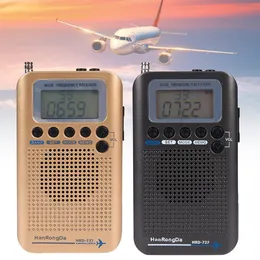Rádio hrd737 rádio digital mini portátil display lcd despertador fm/am/sw/cb/air/vhf rádio banda mundial para entusiasta offroad