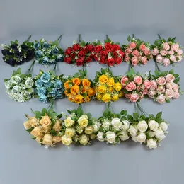 2PCS Silk Rose 10 Artificial Flowers Roses Heads Artificial Flower Rose Bouquet for Wedding