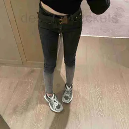 Jeans de mujer Diseñador de letras impresas en color degradado jeans elásticos para mujer slim fit pantalones de pantorrilla adelgazantes + cinturón de entrega versátil tendencia FJST