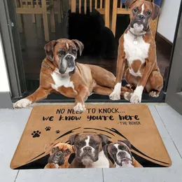 Tapete CLOOCL No Need To Knock Boxer Capacho Impresso em 3D My Dog Capacho Porta Antiderrapante Tapete Decoração Alpendre Capacho 40x60cm Drop 230630