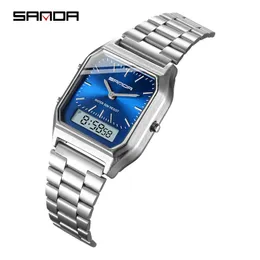 Wristwatches Fashion Sanda Brand Men Watches Retro Stainless Steel Band Digital Display erkek kol saati zegarek damski relogios Wristwatches 230630