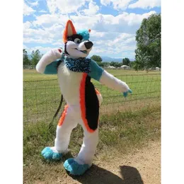 Pies Fursuit Mascot Costume Halloween impreza długi futrzany wilk husky strój