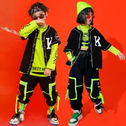 Conjuntos de roupas para crianças Performance de dança Hip Hop Outfits Crop Tops Roupa de rua Calça Cargo Meninas Meninos Jazz Dance Wear Trajes Concerto 230630