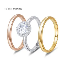 YBO Custom 3PCS Wedding Ring Women S925 Sterling Silver Gold Plated Fine Jewelry Engagement Moissanite Rings