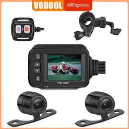 자동차 DVR Vodool 전직 방수 오토바이 카메라 720p HD 전면 후면보기 DVR DASH CAM LOGGER 레코더 BOXHKD230701
