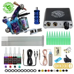 Tattoo Machine Free Ship Nybörjare Tattoo Kit med S USA Brand Ink One Machine Complete Power Supply Dragonhawk Art Pigment 230630