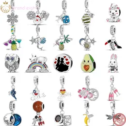 Per pandora charms in argento sterling perline sirena stella marina conchiglia fenicottero bevanda stelle luna sole charmes ciondoli