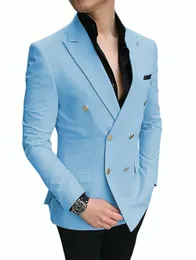 Ternos masculinos Blazers Casaco azul Calças pretas Homens 2 pçs Lapel Blazer Traje de casamento de alta qualidade JaquetaCalçasGravata 230630