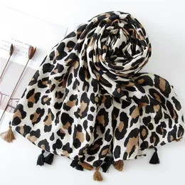 Scarves Fashion Leopard Cotton Scarf DIY Styles Women Head Neck Large Square Hair Ties Bands Neckerchief
