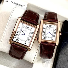 Women's Watches PABLO RAEZ Luxury Leather Lover Watch Fashion Dress Lady Man Wristwatch Square Women Montre Unisex Male Gift Casual Couple Clock 230630