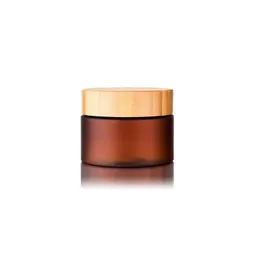 Simple Body Butter Cream Container Packaging Bottles 150ml 250ml Amber PET Cosmetic 8Oz Plastic Jar With Screw Cap Bamboo Wooden Lid