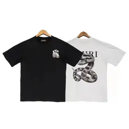 2023 Erkek Tasarımcı T Gömlek Amirs Baskılı Moda Erkek T-shirt En Kaliteli Pamuklu Rahat Tees Kısa Kollu Lüks Hip Hop Streetwear Tişörtleri Boyut S-XL