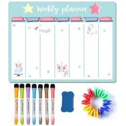 Whiteboards Magnetic Weekly Monthly Planner Calender Whiteboard Kylskåp Magnet Klistermärke A3 Storlek Erasable Markers Message Ritning Sadhu Board