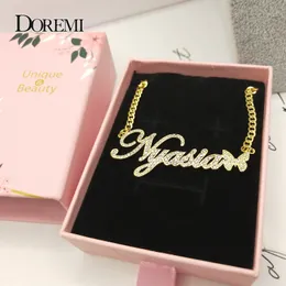 Collane con ciondolo DOREMI Collana con nome personalizzato in acciaio inossidabile con farfalla per donna Girocollo a catena cubana in oro Gioielli personalizzati personalizzati 230630