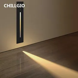 Wandleuchten CHILLGIO LED-Einbau-Treppen-Sensorleuchten, Stufen-Aluminium-Flur-Treppenhaus-Fußlichter, IP65-wasserdichte Innen-Nacht-Ecklampen, HKD230701