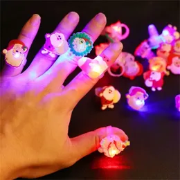 10pcs Christmas Glow Rings In Dark Flash Brooch Toy LED Santa Snowman Shine Toys Party Child Gift Navidad Party Decoration JY01