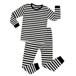 Kläder sätter Little Boy Classic Black White Triped Suits Toddler Kids Casual Sleep Wears Pyjamas Set for Children Long Sleeve Pyjama 230630