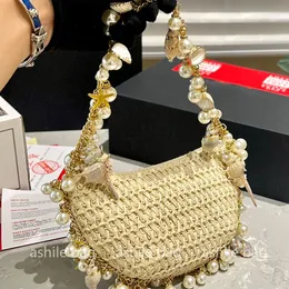 Designer Luxury Fashion Womens' Evening Bags Handbag Shoulderbag Personality Woven Pearl Chain Advanced Sense Women Hand Bag