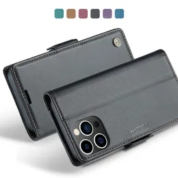 Obudowy telefonu komórkowego kazeMe PU Plain Skórzany portfel dla iPhone'a 15 14 Pro Max Plus