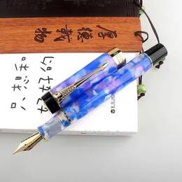 Pens Jinhao Centennial 100 Fonte Pen 18kgp Golden banhado M NIB 0,7 mm de tinta acrílica caneta com clipe de seta