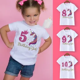 Комплекты одежды Unicorn Birthday Shirt 1 12 T Shirt Wild Tee Girls Party T Theme Clothing Kids Gifts Fashion Tops Tshirt 230630