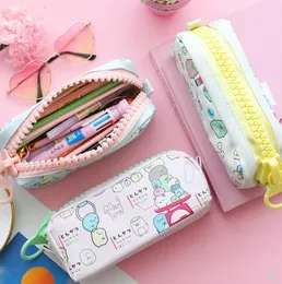 Väskor 8 datorer/mycket söt tecknad Sumikko Gurashi Pu stor kapacitet Pencilpåse Pouch Case Pencilcase Stationery Zipper Organizer för skolan