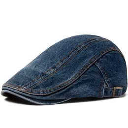 Cntang Men's Jean Berets Summer Newsboy Hats for Women Casual Solid Color Retro Literary Forward Caped Peaked Painter Caps Boina
