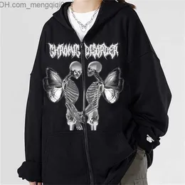 Мужские толстовки Толстовки Мужской свитер Spot Winged Skull Print Zip Sweater Gothic Fleece Мужская и женская осенне-зимняя спортивная толстовка большого размера 220816 Z230701