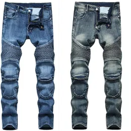 Męskie spodnie Plus Size Jeans Man Dżins Designer Moto Bike Prosty motocykl na jesienne wiosenne punkowe rockowe jeźdź