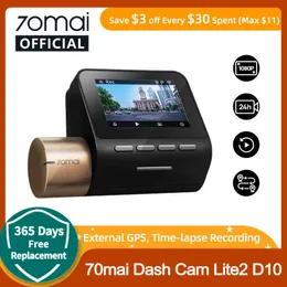DVRs 2022 Dash Cam Lite2 2'' LCD Screen 70mai D10 Car DVR Lite 2 1080P External GPS Auto Recorder 24h Parking Support 130° FOVHKD230701